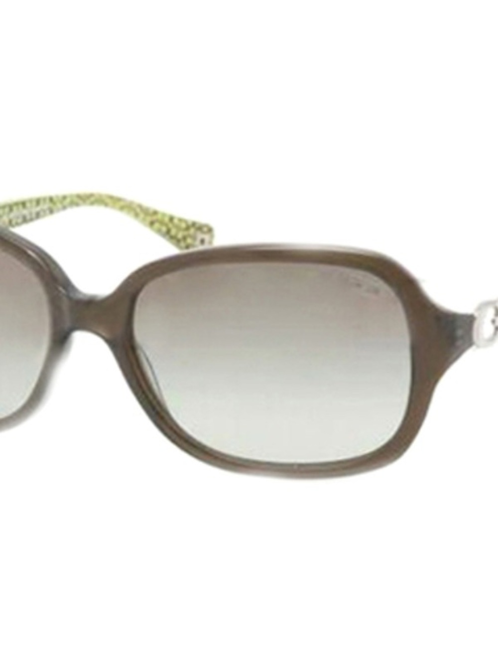 Coach Brown Frame Sunglasses with Gradient Lenses and Green Temples